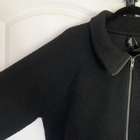 Torrid Deep Black Sherpa Zip Up Lounge Sweatshirt, Zipper Front, Collar, NWT 3X - Picture 10 of 16